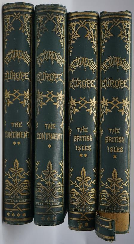 Picturesque Europe - The British Isles, 2 vols, and The Continent, 2 vols, green pictorial cloth, numerous engraved plates and other illustrations, vignette on half titles, Cassell, Petter & Galpin, c. 1876-1881 (4).